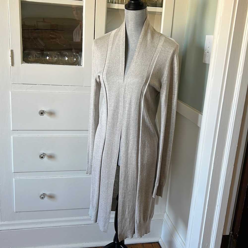 ALLSAINTS Sago grey beige silk cotton Cardigan UK 10 US 6 EU 38 duster style